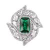 European and American Style Copper Gold-plated Jewelry Rectangular Ring Female Red Blue Green Zircon Light Luxury High-end Personality Spot
