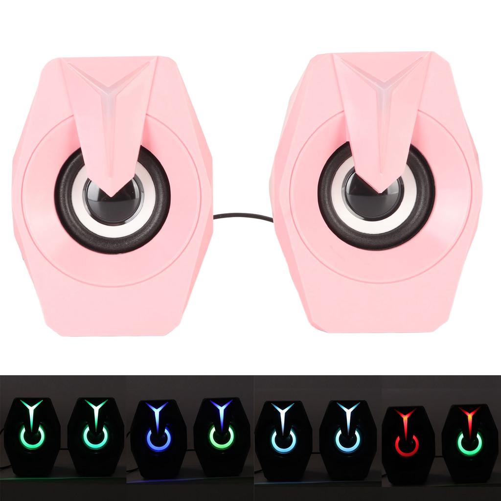USB Powered Speaker with RGB Lights Volume Control Portable Wired Subwoofer Speaker for Laptop Desktop Computer Desktop