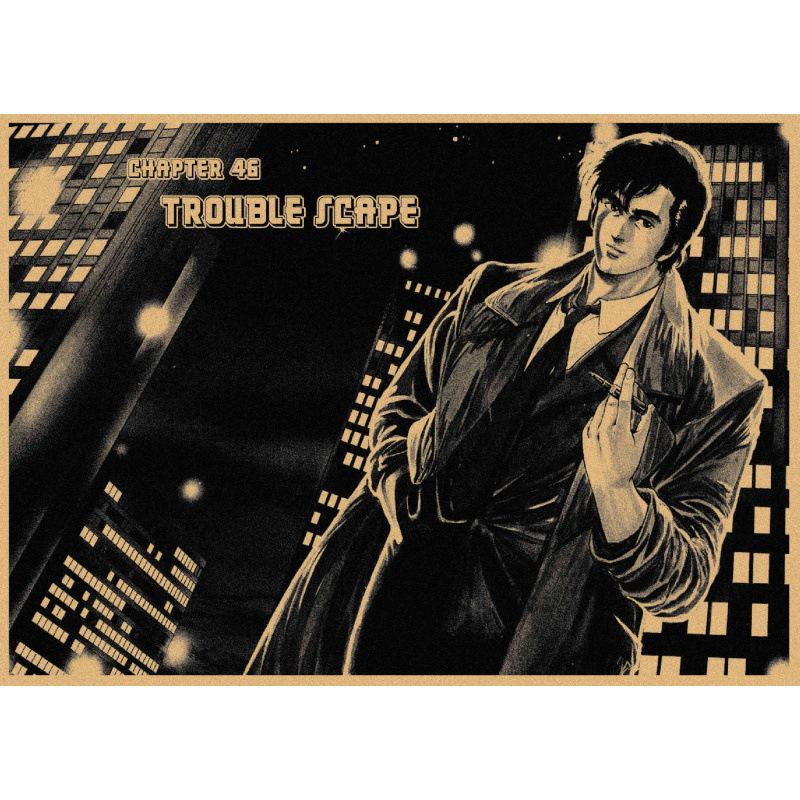 Free Shipping Tsukasa Hojo Retro Manga Art Poster for Cafe & Bar Decor