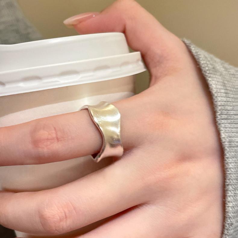 Fashion Matte Texture Exaggerated Wide Ring for Women Men Korean Style Irregular Opening Rings Daily Wearing Jewelry Accessories