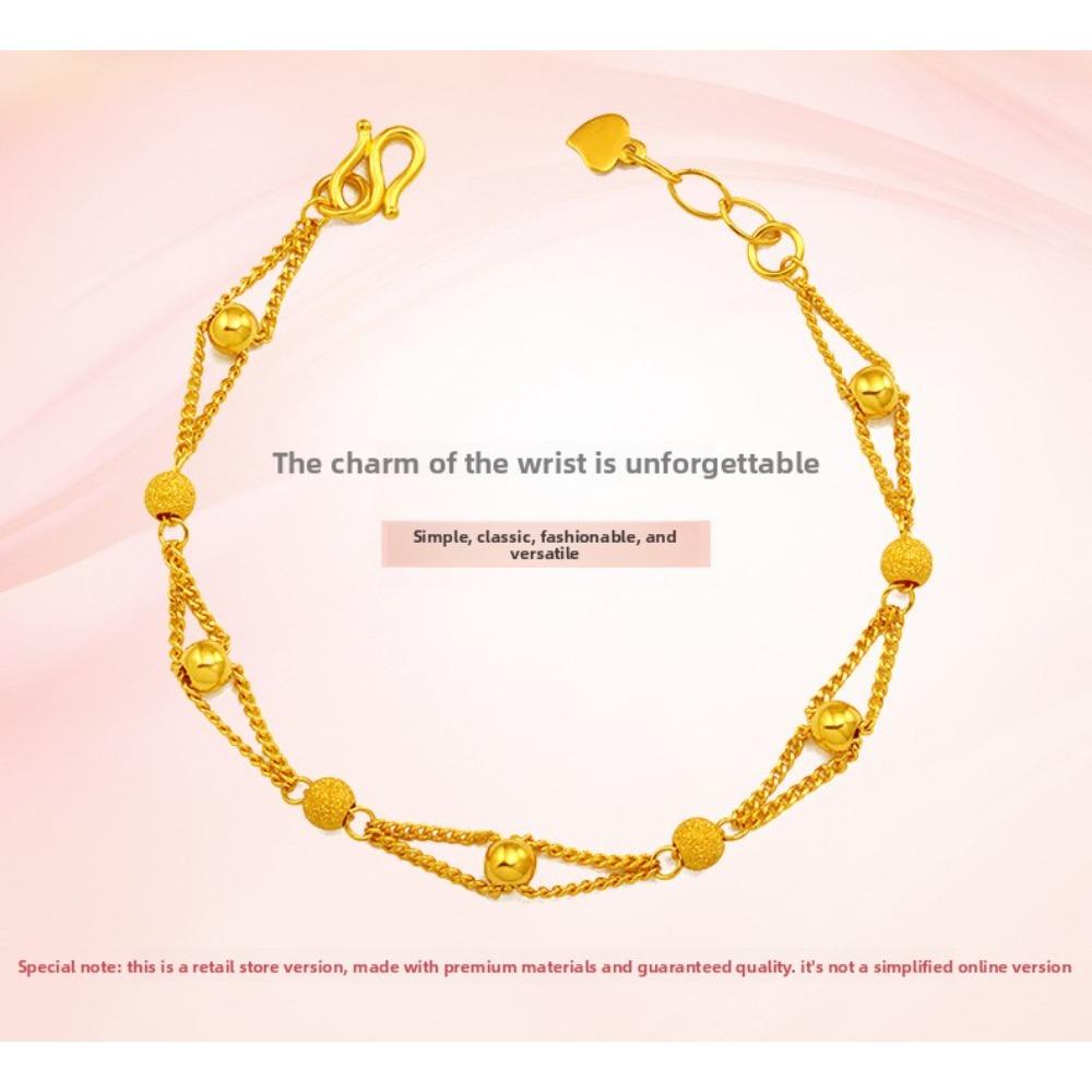 Laos Sand Gold Plated Beaded Bracelet European Coin Style Wedding Jewelry Fashion Accessory