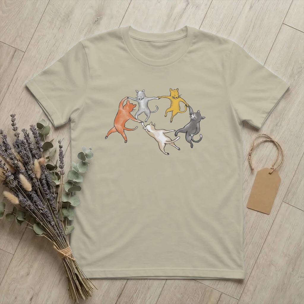 Unisexs TShirt Dancing Cats Cute Meme Funny Cotton Tee Shirt Short Sleeve Cartoon T Shirts Round Neck Clothing Summer