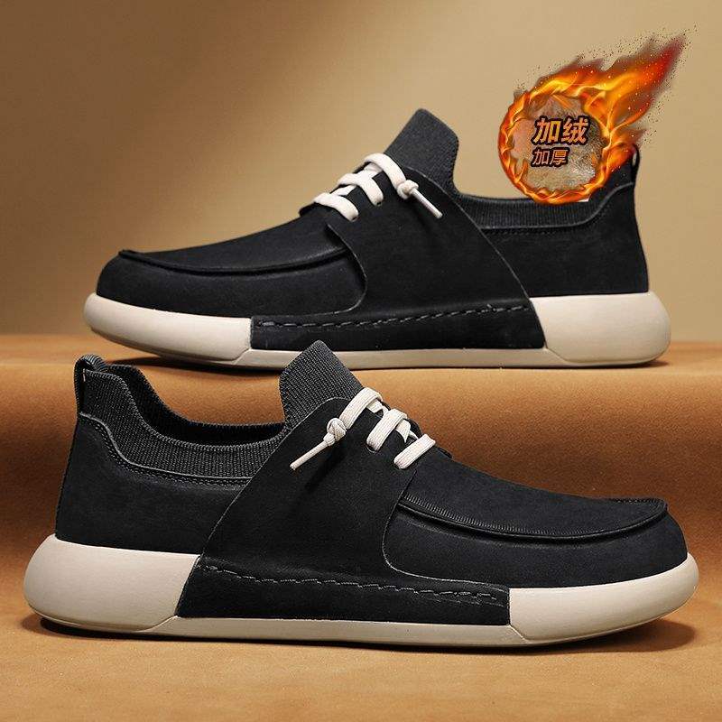Broken size winter board shoes velvet thickened cotton shoes warm versatile men's shoes waterproof leather casual sports shoes snow boots