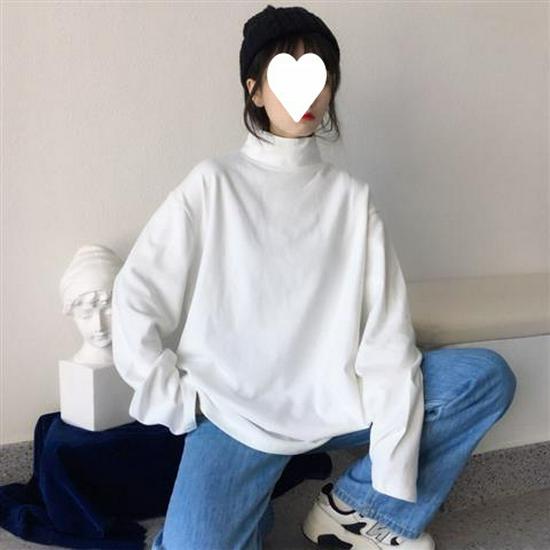 Women s High-Neck Long-Sleeve Top - Versatile Hong Kong Style, Trendy Harajuku Chic for Spring & Summer S