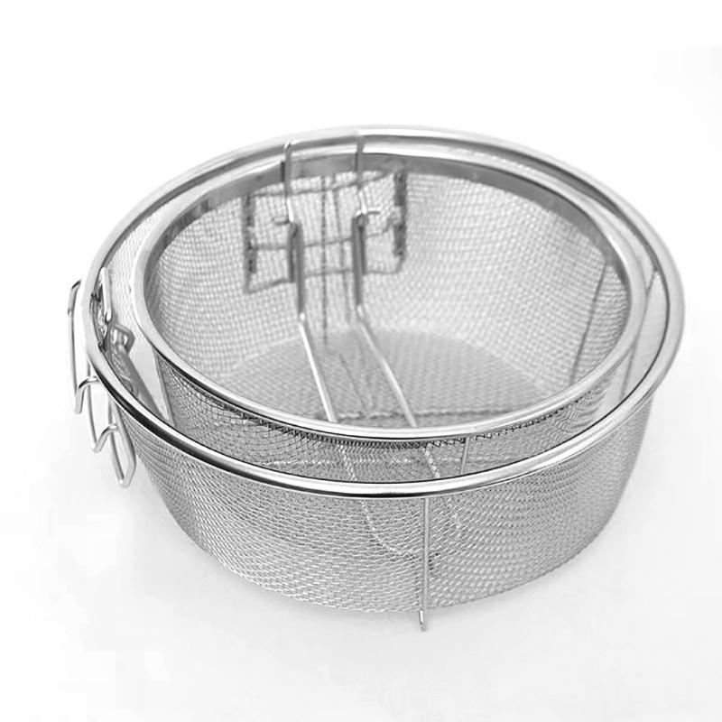 Filter Basket Frying Basket Cooking Tool Stainless Steel Texture Round Basket Cooking Accessory Deep Fryers Strainers