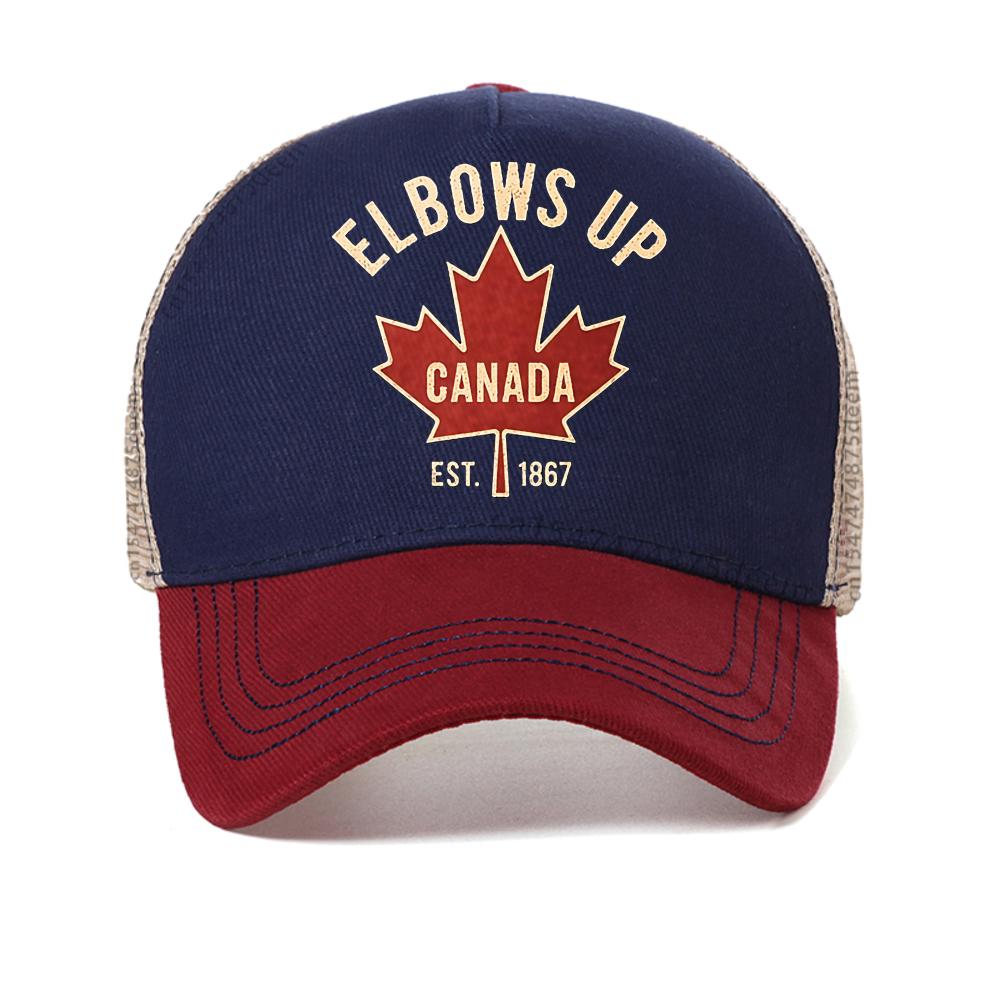 

Elbows Up Canada cap for Men Women Summer Casual Retro Maple Leaf Graphic baseball caps fashionable creative mesh snapback hats Adjustable красный