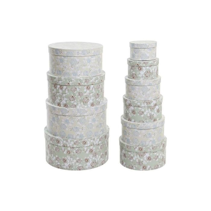 Set de boites - DKD Home Decor - S3038818 - Carton - Empilables - Beige et Vert