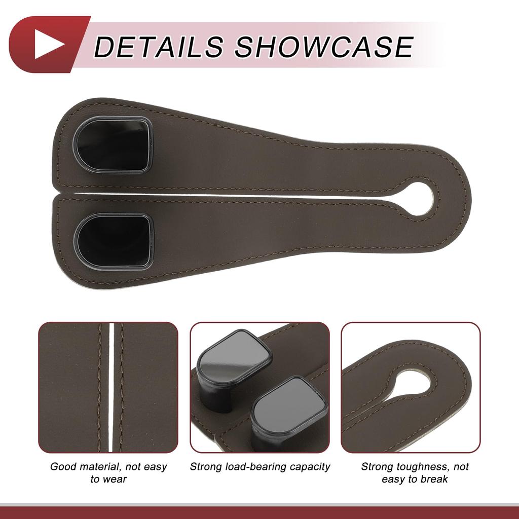 HEROFFIX Car Seat Headrest Car Seat Back Organizer for Water and Shopping Deep Brown Faux Hook, Hook, 1pc, Wallets, Bags, Keys, Bottles, Bags,