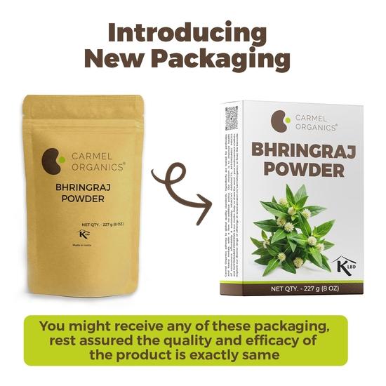 CARMEL ORGANICS Bhringraj Powder 227 Grams for Hair Care for Hair Growth, Scalp Health & Dandruff Control | Natural | No Added Preservatives