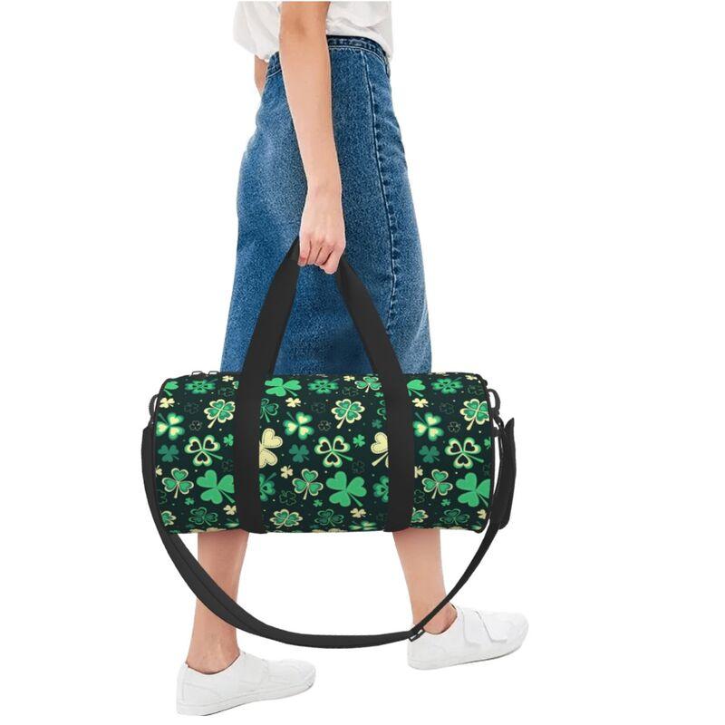 Irish Four Leaf Clovers Print Travel Duffel Bag Lightweight Waterproof Durable Handbags Yoga Gym Sports Bag Fitness Bags Gifts