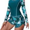 Split swimsuit cross-border new women's tight long-sleeved boxer briefs wetsuit sun protection swimsuit