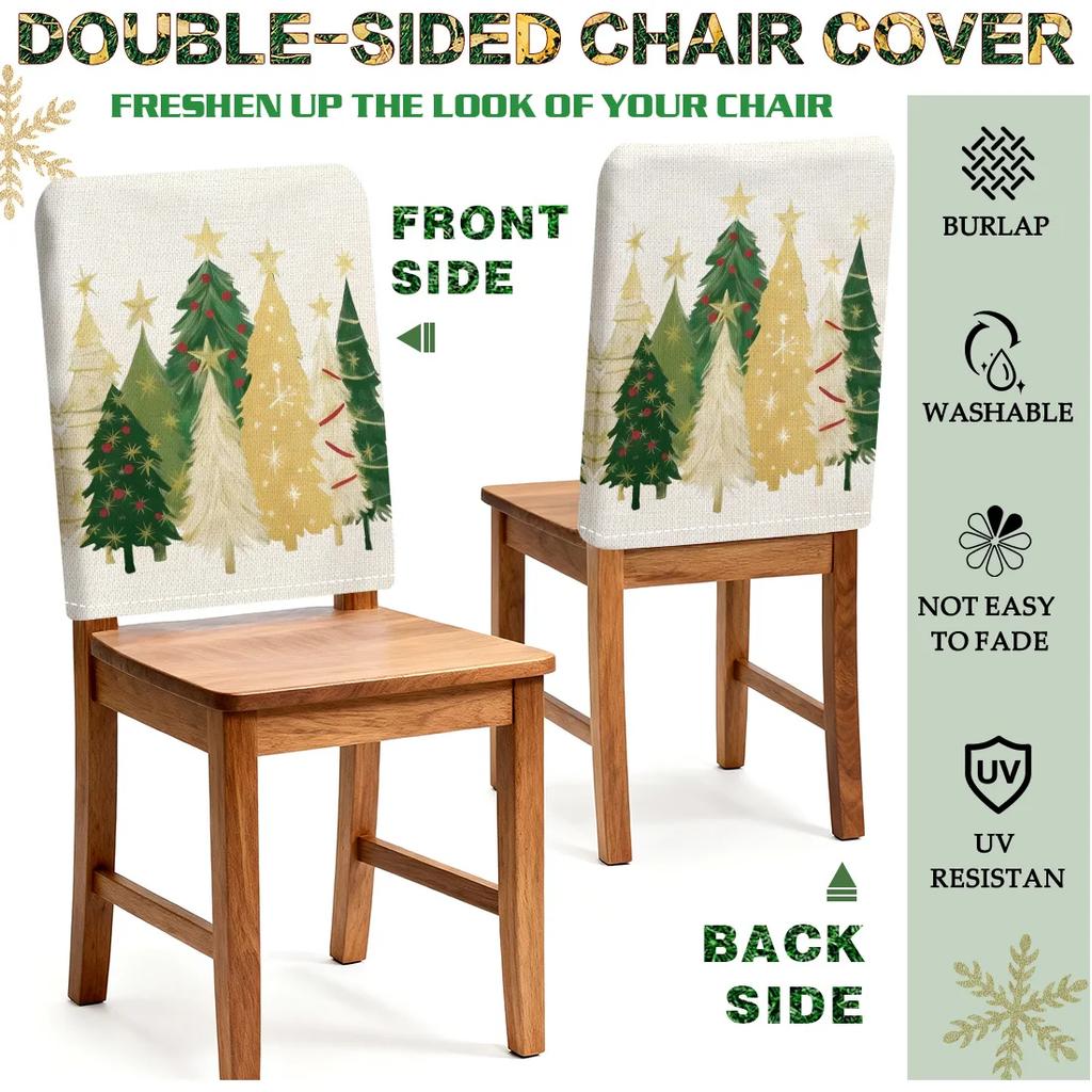 2/4/6pcs/set 45x55cm White Christmas Tree Chair Cover Table Decoration Dining Seat Chair Covers Dining Room Bar Party Banquate