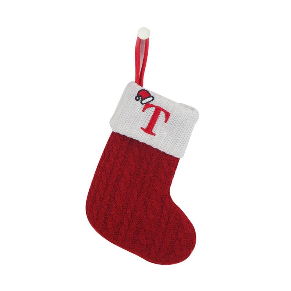 Red Christmas Socks Snowflake Alphabet/Letters Christmas Knitting Stocking Gifts
