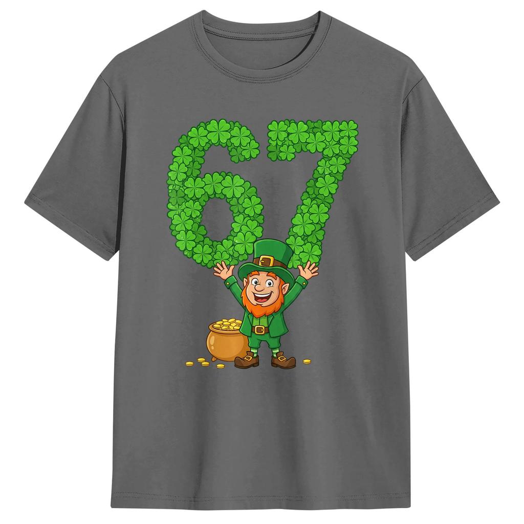 Unisexs TShirt 67 Bruh Shamrock Leprechaun Funny Six Seven St Patricks Day Funny Cotton Tee Shirt Short Sleeve T Shirt Gift Idea