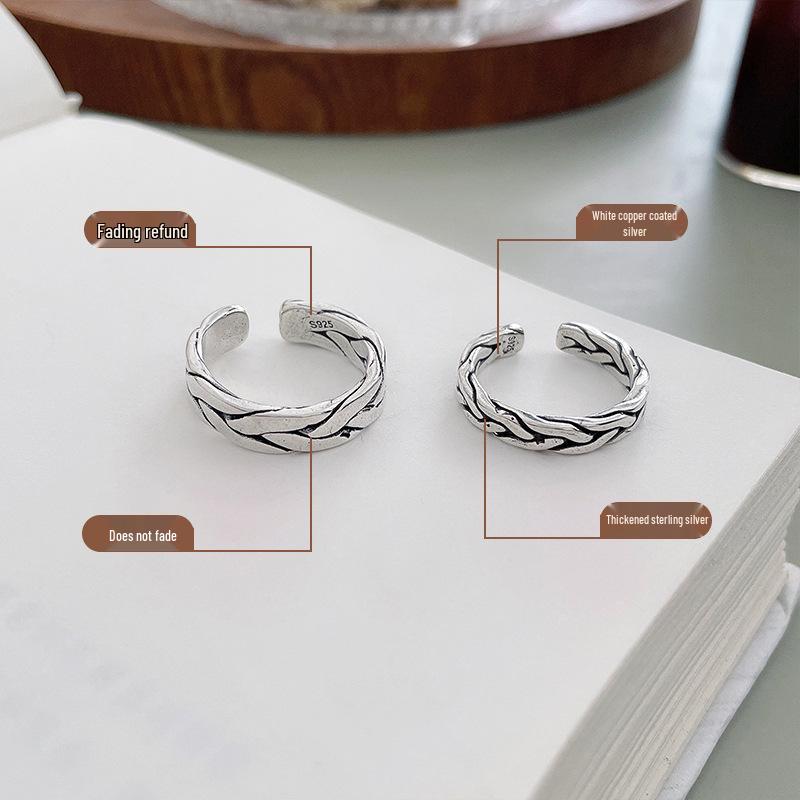 925 Sterling Silver Non-Fading Minimalist Couple's Open Index Finger Ring