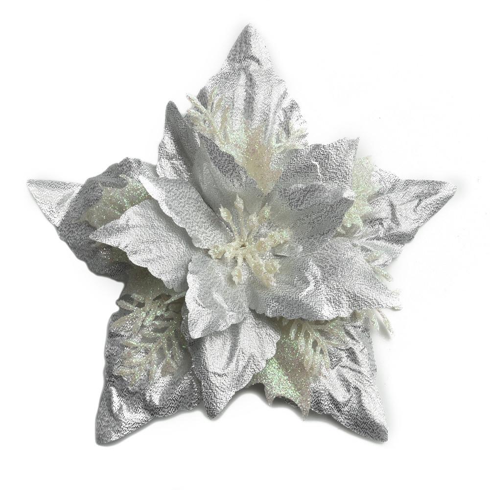 5X Christmas Large Poinsettia Glitter Flower Tree Hanging Party Xmas Decor