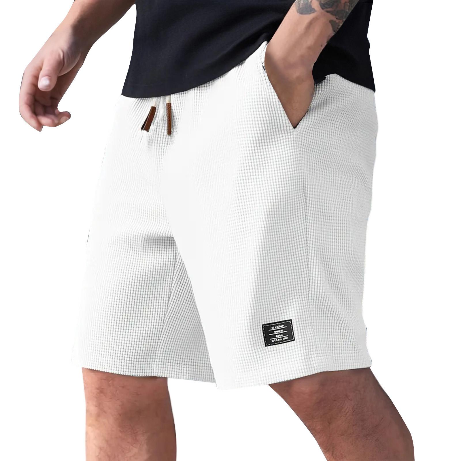 

Мужские летние однотонные повседневные спортивные шорты карго с несколькими карманами XXL белый