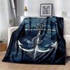 1pc Nautical Anchor & Waves Printed Throw Blanket - High-Quality Polyester, Rectangular, Knit Fabric, Ideal for Cozy Home Decor & Unique Gif