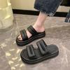 Internet celebrity thick-soled slippers women's summer wear 2025 new high-end soft-soled pregnant women's beach word with cool slippers