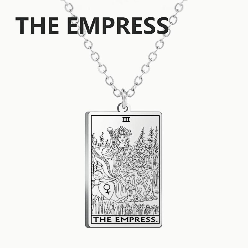 LIKGREAT Tarot Card Necklace Major Arcana Tarots Stainless Steel Necklaces Divination Jewelry Birthday Gift for Women Men