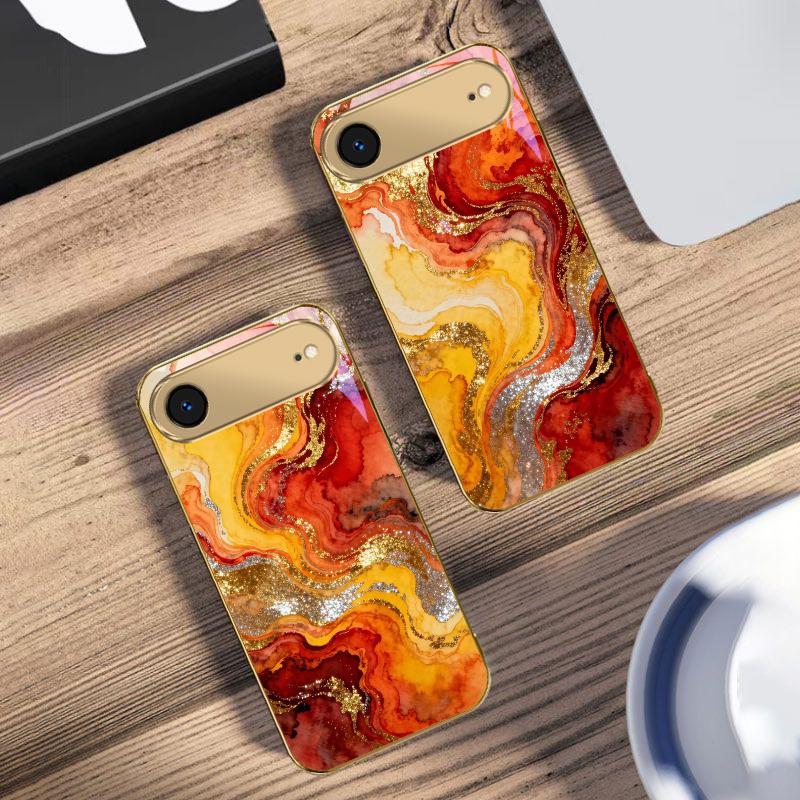Golden Starry Light For IPhone 17Pro Max 16 17 Pro 15 Pro 14 13 Plus 12 Mini 11Pro Max XR 16E 17Air Golden glass phone case