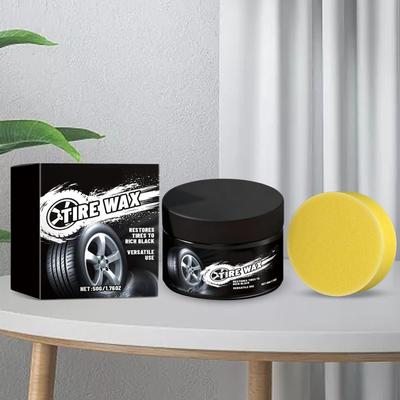 Brillant pour Pneus 50g Cire Nettoyante Brillant pour Jantes Avec Éponge Pour Voiture Camion Moto Routine de Nettoyage du Week-end Entretien Lavage