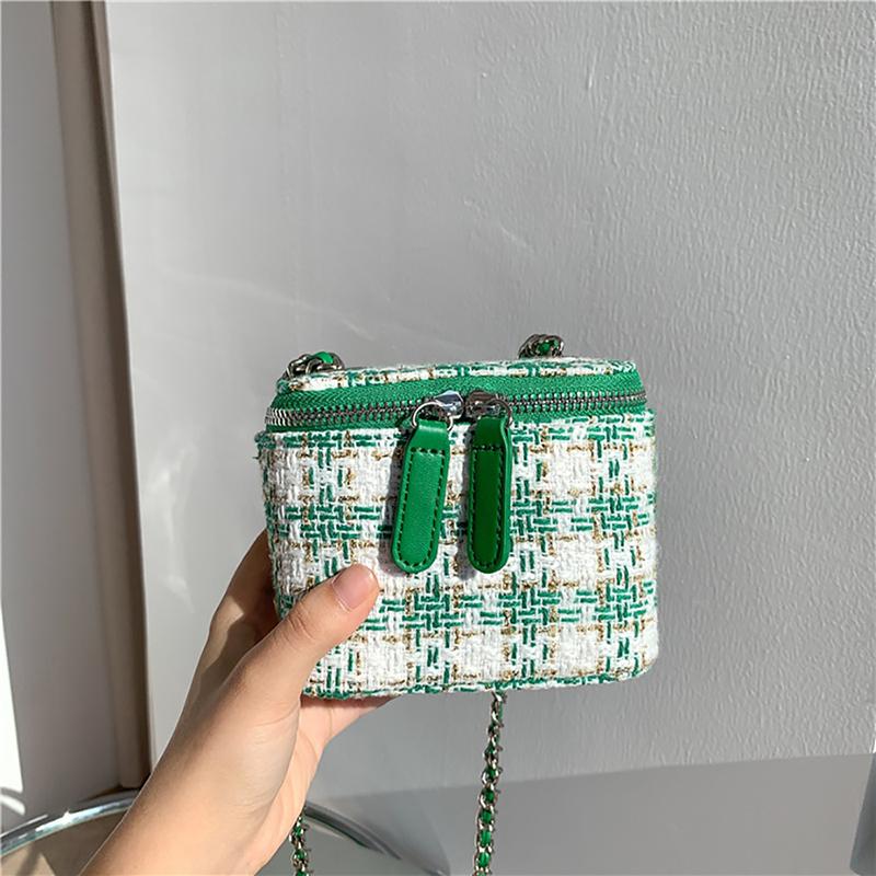 

Легкая роскошная модная клетчатая мини-сумка с цепочкой, летняя женская новая помада в корейском стиле, сумка через плечо Niche Design Sense Mini(Max Length<20cm)