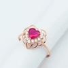 Purple Gold Heart Ring, Red Peach Heart Zircon Ring, Rose Gold Plated Love Ring Jewelry.