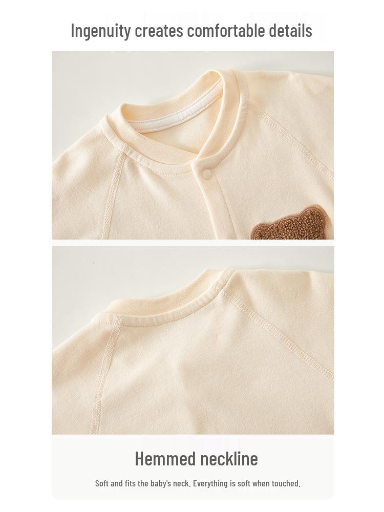 Autumn/Winter Pure Cotton Baby Romper – Long Sleeve Boneless Newborn Onesie for Spring