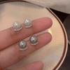 High-end Compact Zircon Pearl Earrings for Women  Niche Light Luxury  Retro Personality  Simple and Versatile  Fashionable Earrings