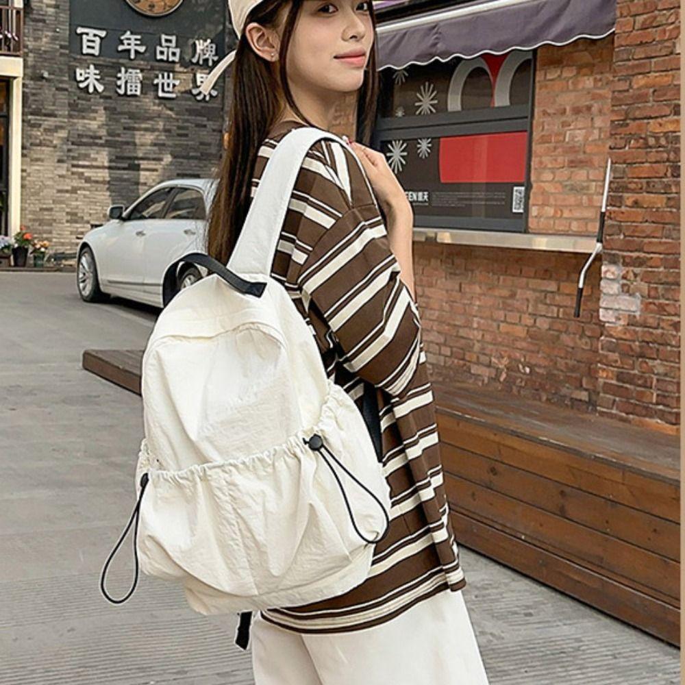Small Pack Sport Nylon Backpack Korean Style Casual Backpack Solid Color Shoulder Bag  Gift