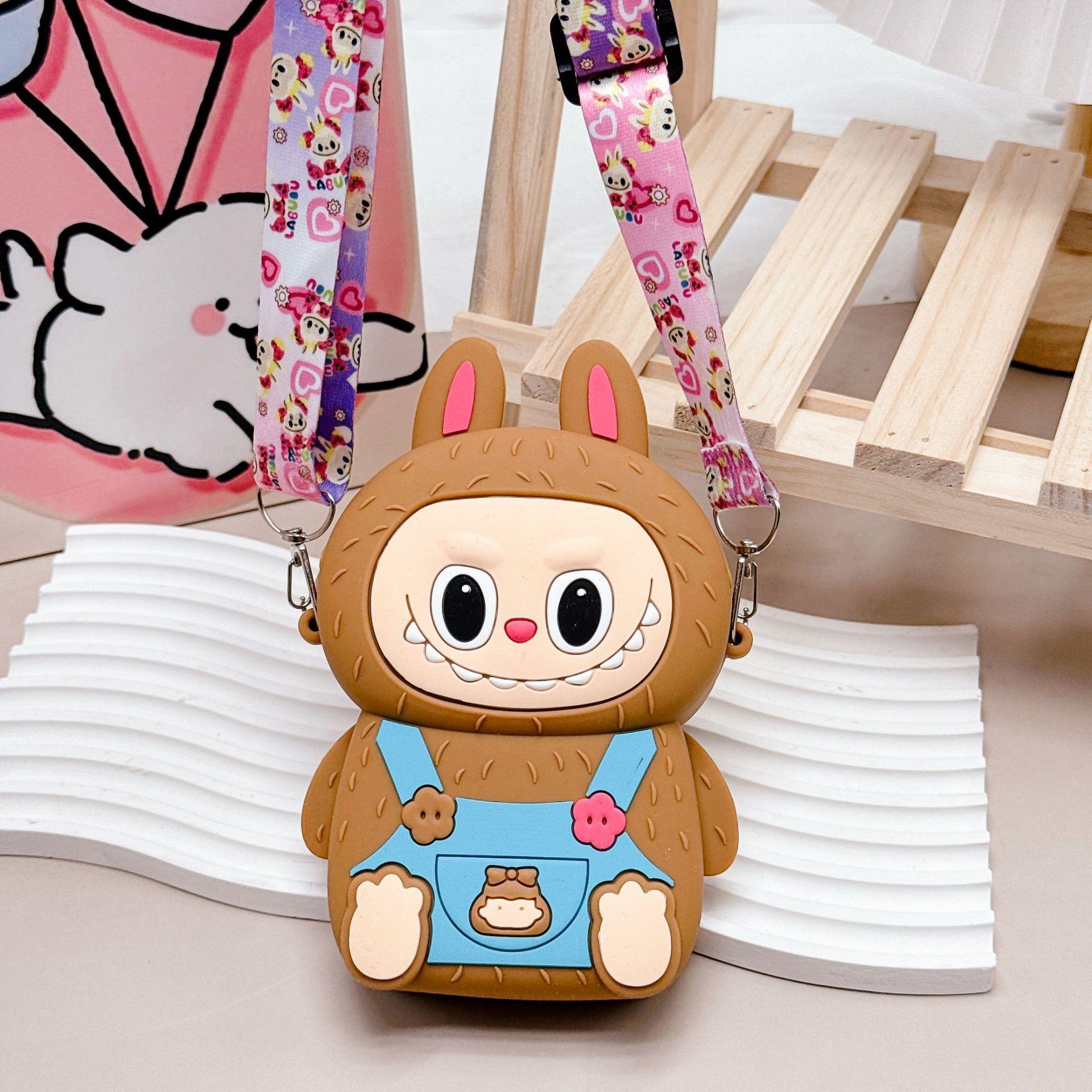 

New children s cute Labubu princess bag medium coin purse cartoon portable coin bag silicone crossbody bag кофейный