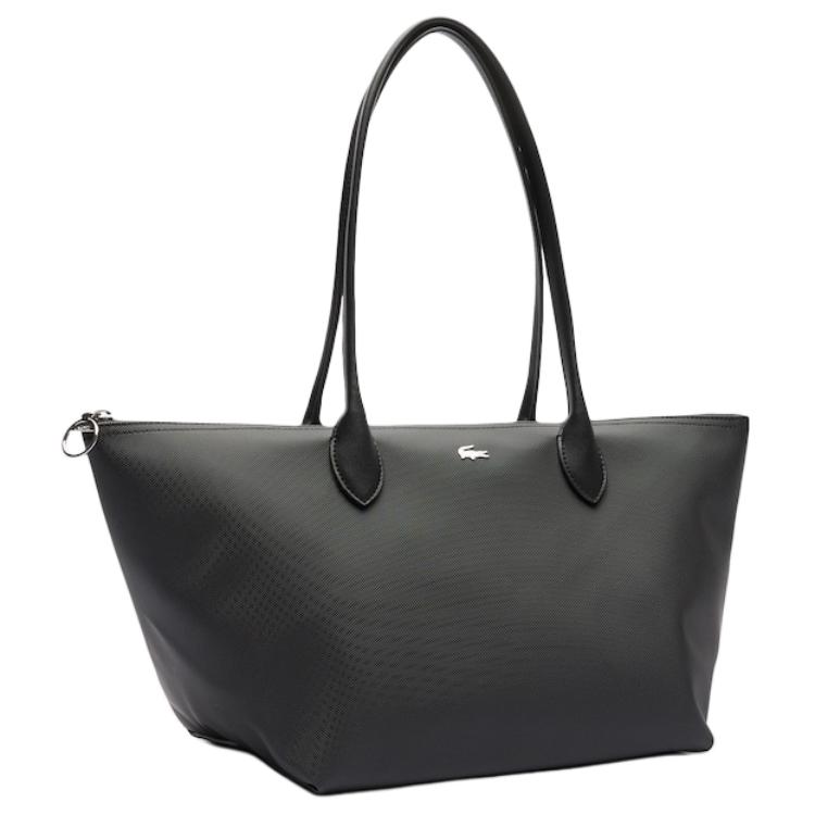 Lacoste Fashionable Versatile PVC Tote Shopping Bag Handbag Shoulder Bag Large Women tote Black NF4826ZP-000