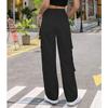 Women High Waisted Cargo Pants Y2K Trousers Wide Leg Casual Pants with 8 Pockets