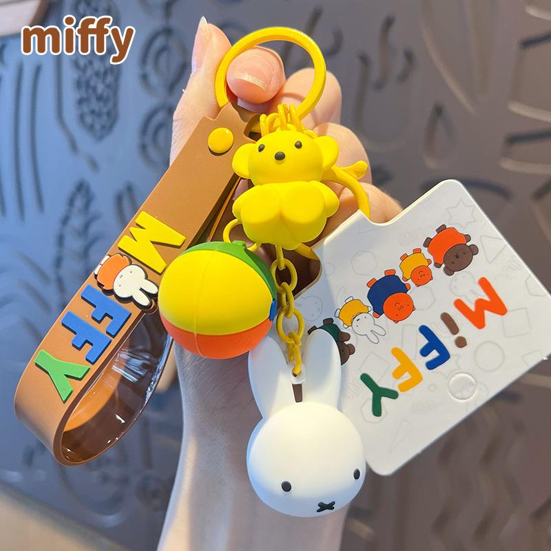 New Kawaii Miffy Rabbit Keychain Cartoon Couple Backpack Pendant Car Key Accessories Creative Festival Gifts