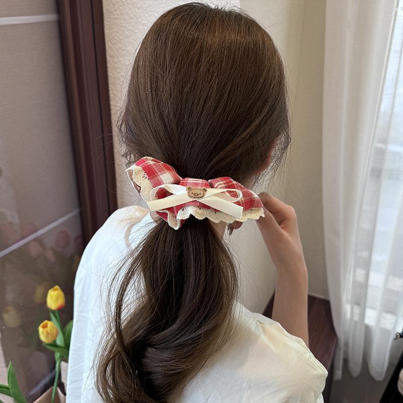Little Bear Lace No-Damage Elastic Scrunchie for Women - Hair Tie Accessory for Low Ponytails and Buns