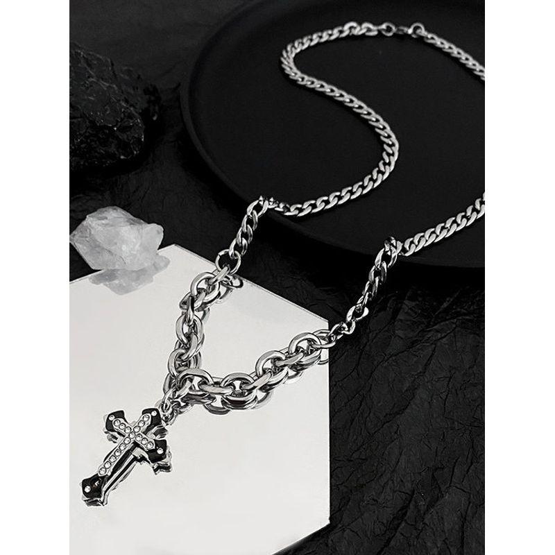 Fashion Ins Long Cross Necklace Hip-Hop Fashion Fancy Simple Pendant Boys Special-Interest Design Accessories