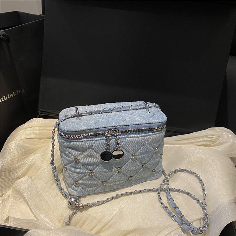 New denim rhombus chain box bag temperament versatile shoulder bag fashion versatile small bag
