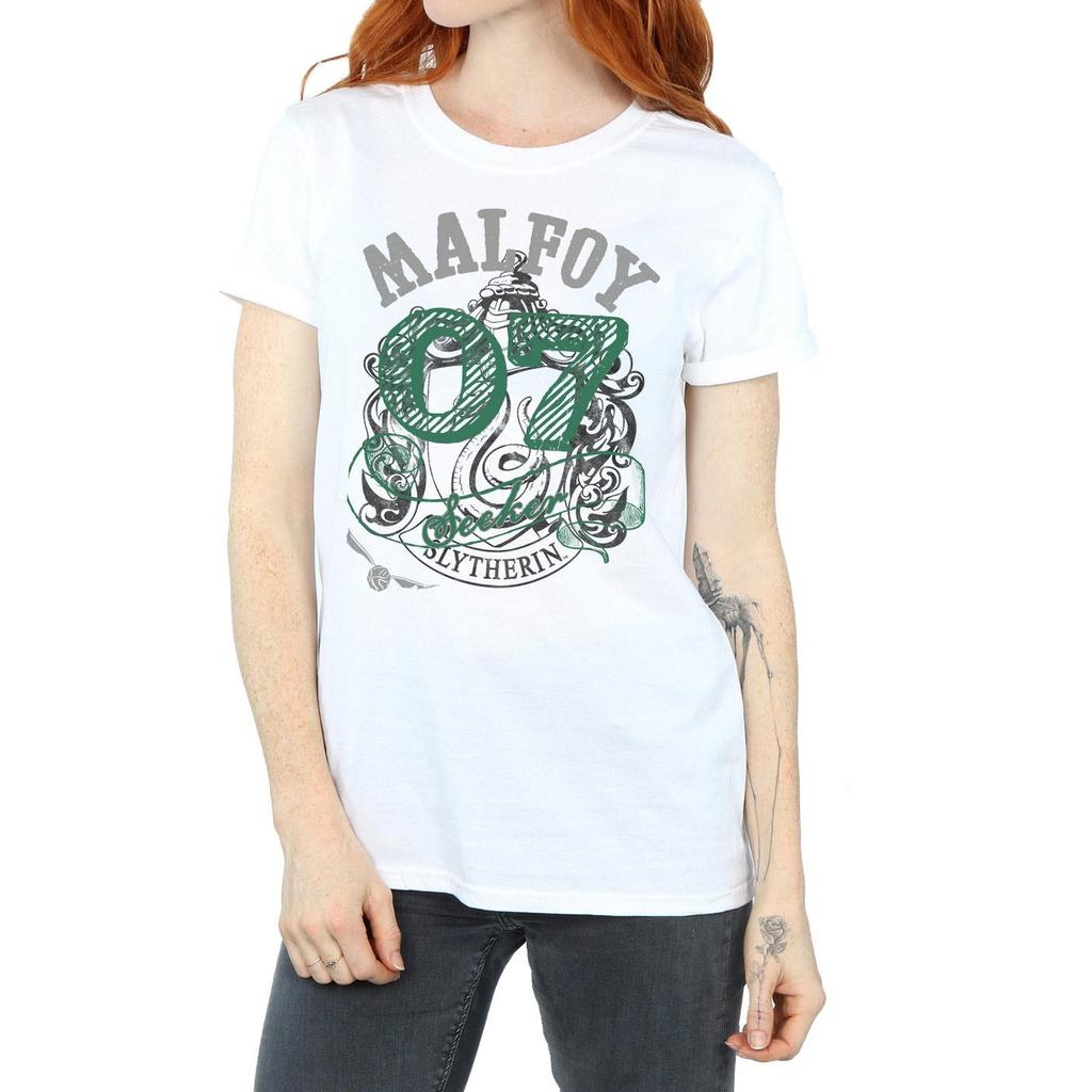 HARRY POTTER Womens/Ladies Seeker Draco Malfoy Cotton Boyfriend T-Shirt