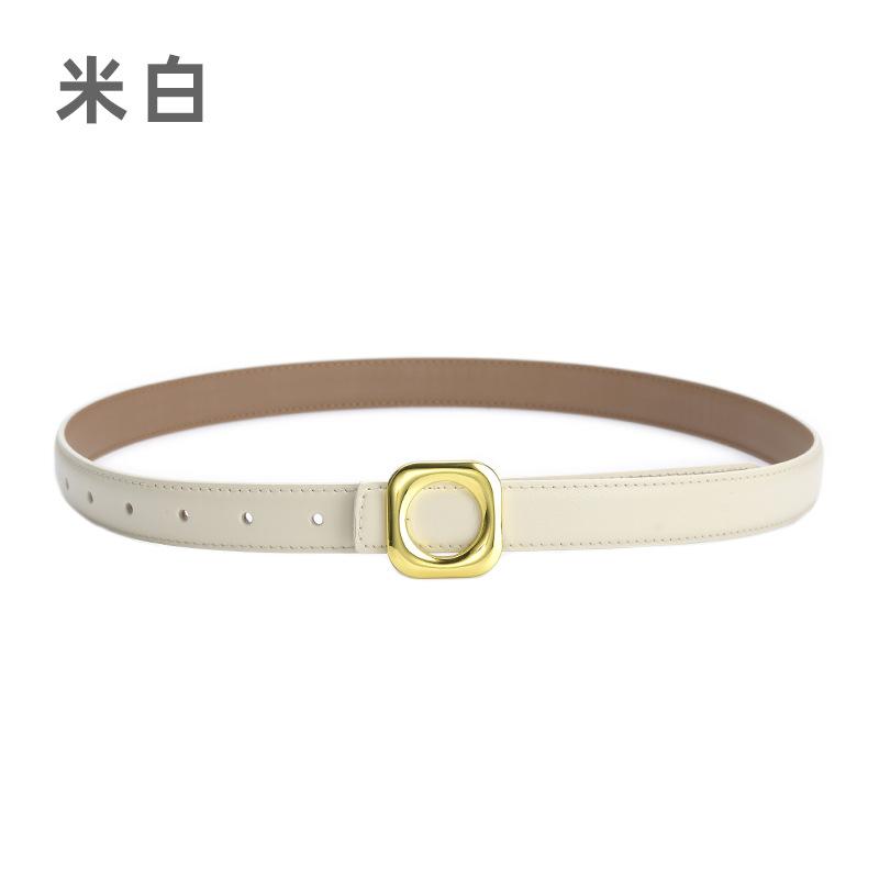 Four Seasons Available Belts Women'S Fashion Versatile Trendy Decoration Suit Leather Thin Belt Square Buckle Leather Ins Style Jeans Belt