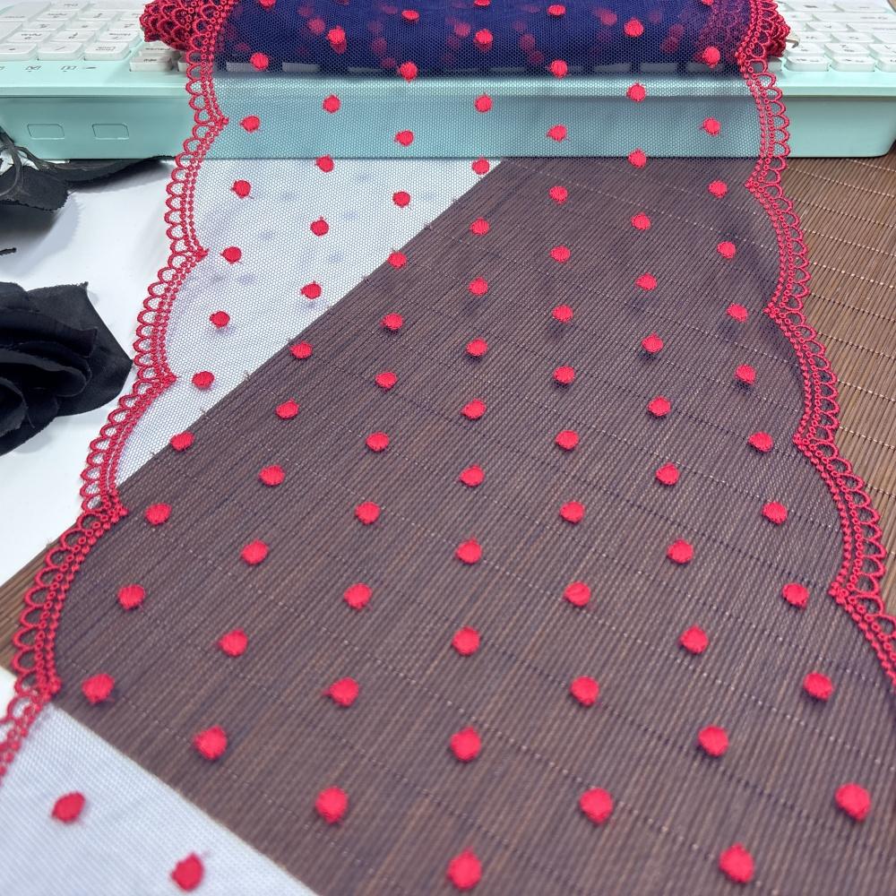 

( 3 Colors ) 1m x 22cm Embroidery Tulle Lace, Two Tone Embroidered Net Lace Trim for Dress, Lingerie, Bra, Underwear, Garment, Sewing & Crafting 1 meter x 22 cm темно-синий/красный