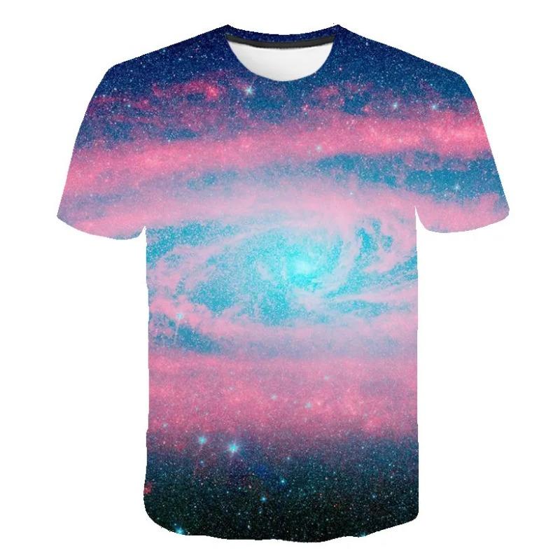 Summer Cosmic Galaxy Men's Space 3d Printing T-shirt Short-sleeved Printed Harajuku Casual Tops O-neck