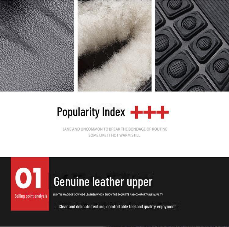 Men's Winter Wool-Lined Leather High-Top Non-Slip Shoes