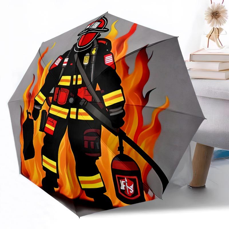 Courage et Honneur des Pompiers Parapluie Automatique d'Extérieur Design Rétractable avec 8 Baleines Durabilité Léger Cadeau Parfait pour les Amis la Famille