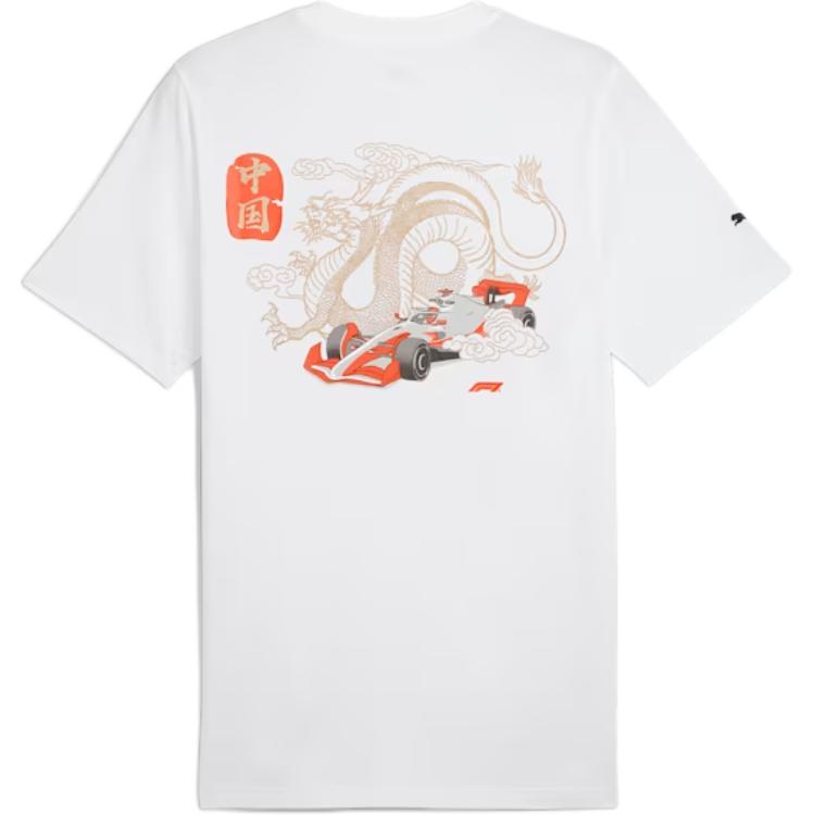 Puma Printed Pattern Crew Neck Loose Fit Short Sleeve T-Shirt Men Tops White 627832-02