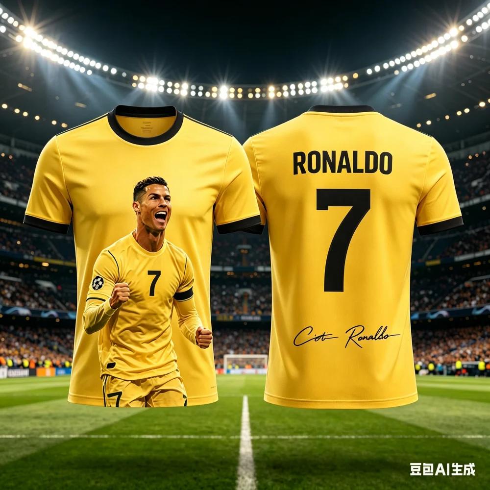 Men's Summer 3D Ronaldo Print Football Sports T-Shirt, Breathable and Quick-Drying Material Design, Perfect Summer Gift for Fans