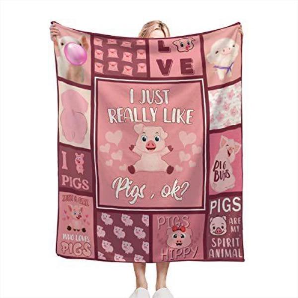 Cartoon Pig Print Flannel Blanket Sofa Nap Blanket Sheet Bedspread Blanket