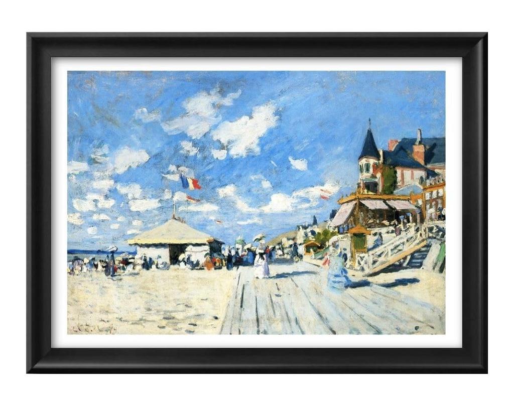 Claude Monet Trouville Promenada Nadmorska Rozmiar A3 Stylowy Obraz Wnętrze Skandynawski Ilustracja Papier Matowy Matowy Panel Artystyczny Projekt Ramy Ściana