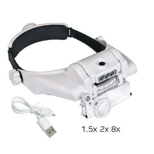 Hot Selling USB Rechargeable Glasses Loupe Watchmaker Repair Tool Glasses Magnifier LED Headband Magnifying Glass
