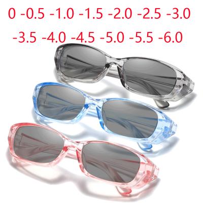 Vintage Małe Kwadratowe Okulary Kobiety Steampunk Prostokąt Mężczyźni Modne Odcienie Punk Fotochromowe Okulary 0 -1.0 -1.5 Do -6.0